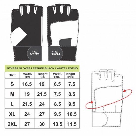 Fitness Handschoenen Leder Zwart / Wit Legend Fitness Handschoenen Leder Zwart / Wit Legend