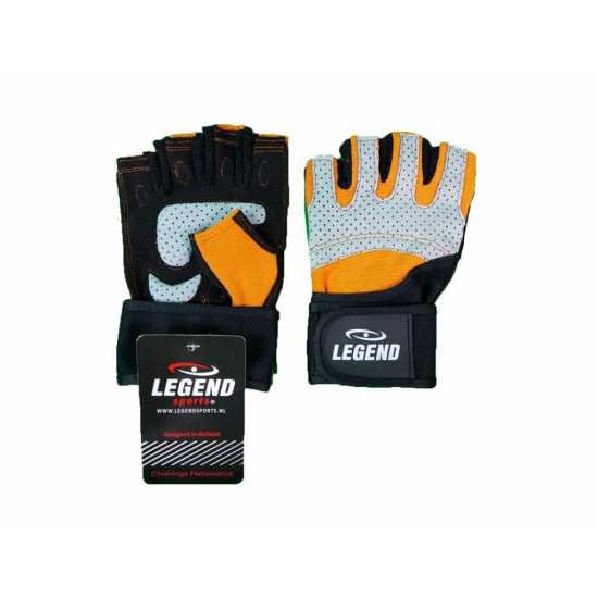 Fitness Handschoenen Legend Grip Oranje/Grijs - Maat: S Fitness Handschoenen Legend Grip Oranje/Grijs - Maat: S