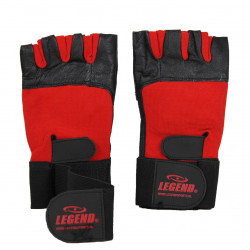 Fitness handschoenen leder zwart/rood Legend