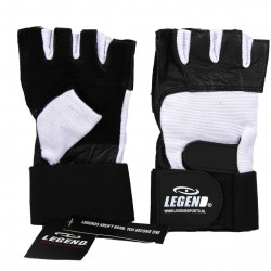 Fitness Handschoenen Leder Zwart / Wit Legend