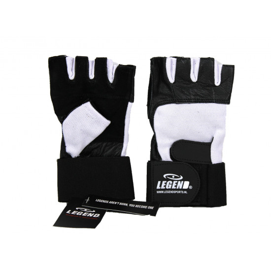 Fitness Handschoenen Leder Zwart / Wit Legend Fitness Handschoenen Leder Zwart / Wit Legend