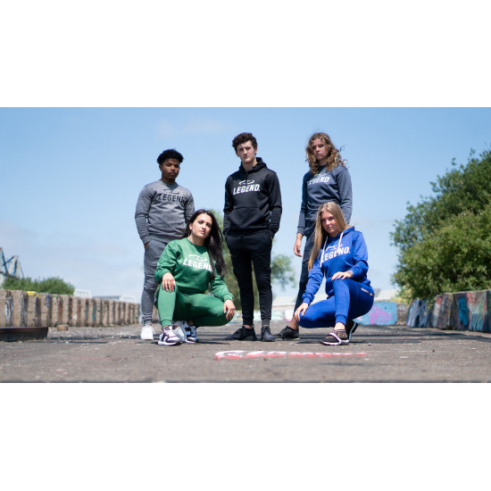 Joggingpak dames/heren met hoodie blauw - Maat: XXL Joggingpak dames/heren met hoodie blauw - Maat: XXL