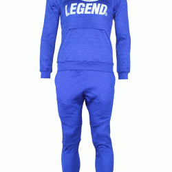 Joggingpak dames/heren met hoodie blauw - Maat: L