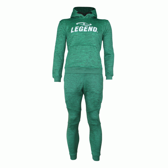 Joggingpak dames/heren met hoodie groen - Maat: L