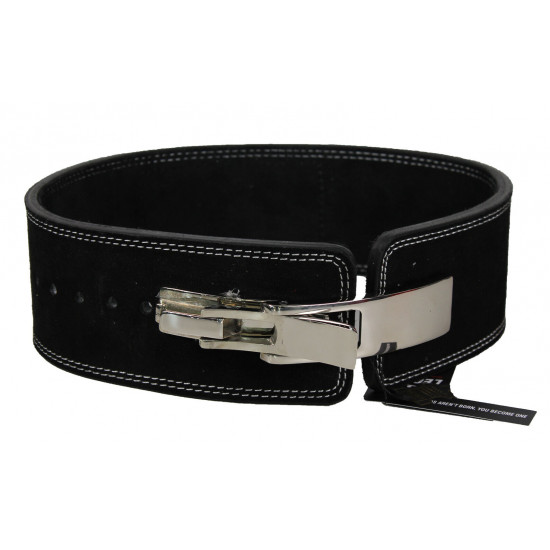 Power Lifting Fitness Riem lever zwart suede leer - Maat: S