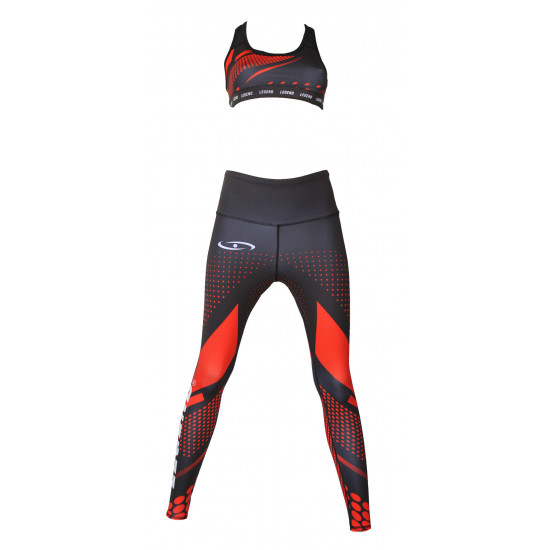 Sportlegging dames Legend Zwart/rood - Maat: XXS Sportlegging dames Legend Zwart/rood - Maat: XXS