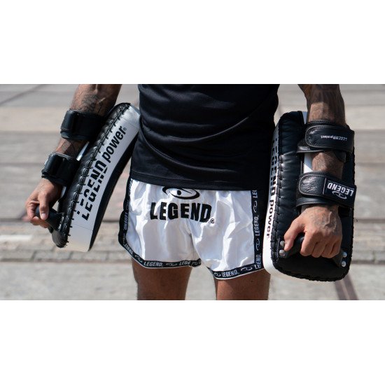 Kickboks broekje Wit/Zwart Legend Trendy  - Maat: S
