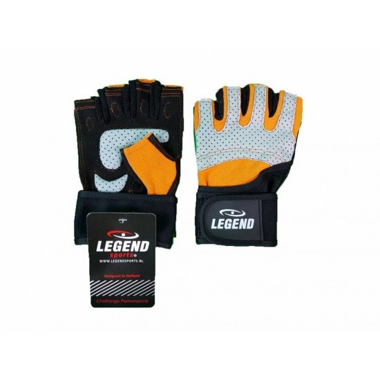 Fitness Handschoenen Legend Grip Oranje/Grijs - Maat: XL Fitness Handschoenen Legend Grip Oranje/Grijs - Maat: XL