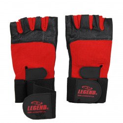 Fitness handschoenen leder zwart/rood Legend Fitness handschoenen leder zwart/rood Legend