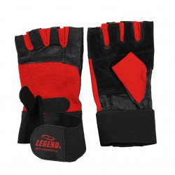 Fitness handschoenen leder zwart/rood Legend