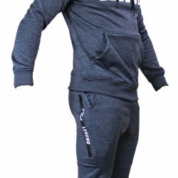 Joggingpak dames/heren met hoodie navy blauw - Maat: L
