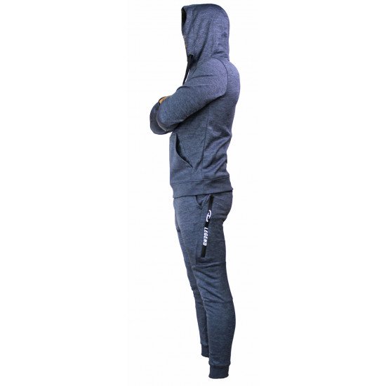 Joggingpak dames/heren met hoodie navy blauw - Maat: XXS