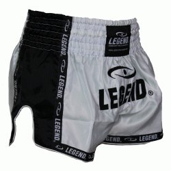Kickboks broekje Wit/Zwart Legend Trendy  - Maat: L
