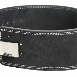 Power Lifting Fitness Riem lever zwart suede leer - Maat: L