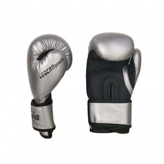 4-8 jaar Bokshandschoenen kind Zilver mat zwart - Maat: 6oz