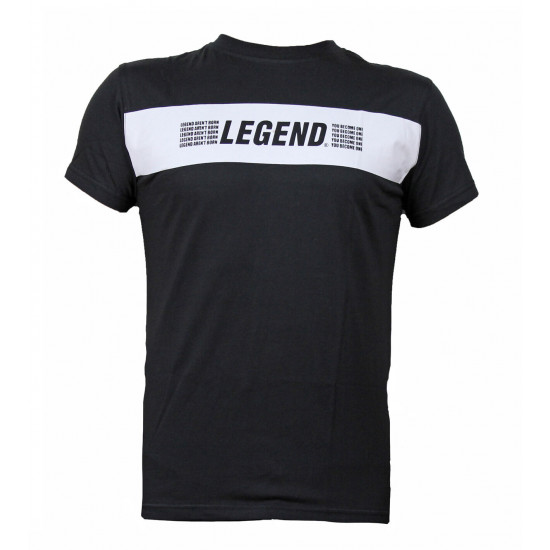 T-Shirt zwart Legends Aren't born, you become one - Maat: XS