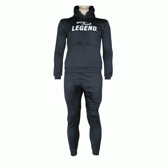 Joggingpak dames/heren met hoodie zwart - Maat: XL